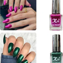 k10 Metallic Nail Polish Combo Multicolor (12ML Each) Green,Pink-picture-10