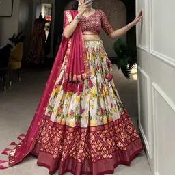 lady shopi Printed Semi Stitched Lehenga Choli image 2