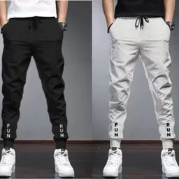 rusksun Pack of 2 Men Printed Black, Grey Track Pants-picture-27