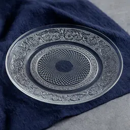 syndleyz Premium Glass Serving Plate with Elegant Embossed Design Tray image 3