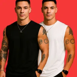 gatiman Pack of 2 Combo Men's Solid Cotton Sleeveless Vest Men Vest-picture-36