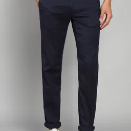 van heusen sport Men Slim Fit Dark Blue Cotton Blend Trousers-picture-26