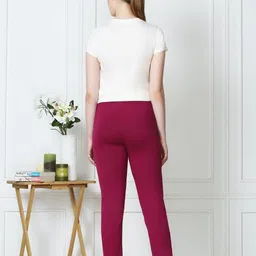 van heusen Smart Tech+ And Easy Stain Release Women Solid Maroon Track Pants image 2