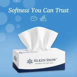 silken snow 2 Ply 100 Pulls Facial Tissue Paper Box, Car Tissue Box, Face Tissue - 400 Pulls image 2