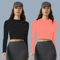 dream beauty fashion Pack of 2 Casual Regular Sleeves Solid Women Pink Top-picture-33
