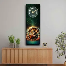 olive tree Multicolour Rectangle 24 Inches Wooden Wall Clock (Lord Vishnu)-picture-35