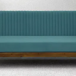 woodsworth from pepperfry Haiger Sheesham Wood 3 Seater Sofa In Blue Colour image 1