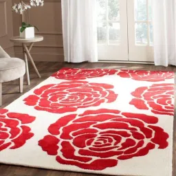 imperial knots Red Floral Wool 5ft x 8 ft Hand Tufted Carpet-picture-28