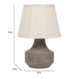 tu casa Off White Satin Shade Table Lamp With Mango Wood Base image 3