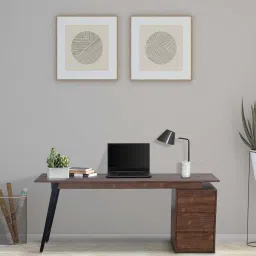 casacraft from pepperfry Gonzalo Writing Table In Arizona Walnut Colour image 1