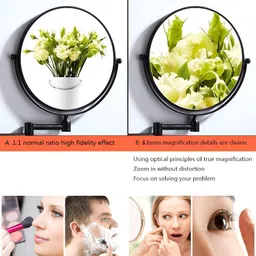 impulse by plantex Brass & SS-304 Makeup /Magnifying Mirror for Bathroom/8 Inch/5x/1x-Magnification Bathroom Mirror image 3