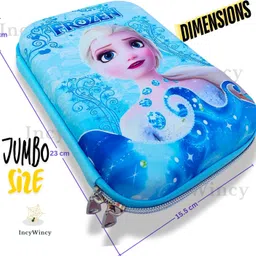 incywincy Big 3D Pencil Box for Kids (1 Pc), Jumbo Hardtop Stationery Organizer for Girls Princess Art EVA Pencil Box image 2