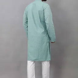 kurtaformen Men Chikan Embroidery Cotton Rayon Straight Kurta image 3