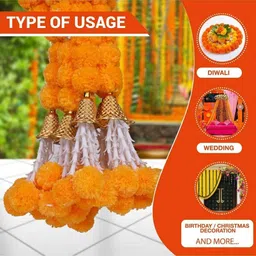 mizwiist solutions Marigold Artificial Garland for home / Best decorative item for home décor plastic Garland image 2