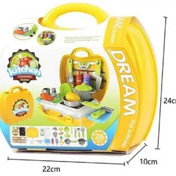goods collection Dream Kitchen Set Cooking Pretend Play Toys for Kids, Yellow image 2