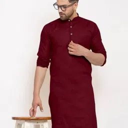 cochico enterprise Men Solid Pure Cotton Straight Kurta image 1