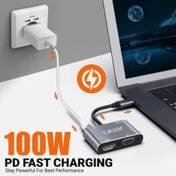 Tukzer RK 4-in-1 Type-C Hub to HDMI 4K@30Hz, VGA 1080P@60Hz, USB 3.0 Data, 100W PD, USB Adapter image 4