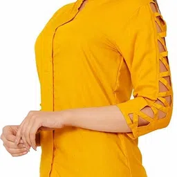 muskan garmentss Women Regular Fit Solid Button Down Collar Casual Shirt image 4