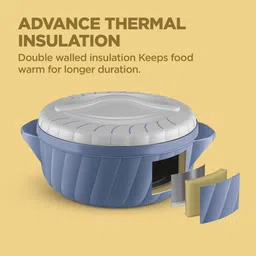 milton Flora 1500 Insulated Inner Steel Casserole for Roti, 1.25 Litre, Stone Blue Serve Casserole image 3