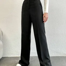 whisq Pack of 2 Women Regular Fit Purple, Black Cotton Blend Trousers image 4