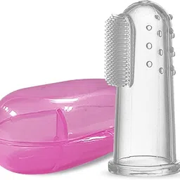 ghlarjaisa Baby Silicone Finger ToothBrush with case for Easy Cleaning Massaging pack of 2 Ultra Soft Toothbrush image 3