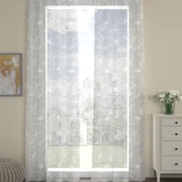 White Sheer Polycotton 9 Feet Eyelet Set of 2 Curtains-image-76