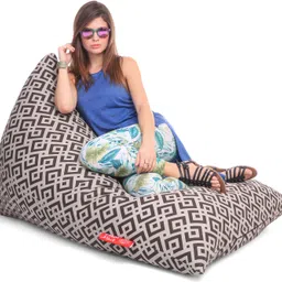 txor XXL Pyramid Cotton Canvas Geometric Printed Lounger Bean Bag With Bean Filling image 4
