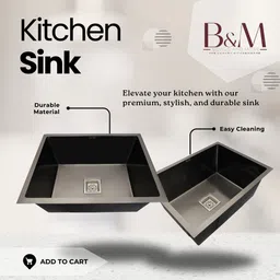 bowlsandmore | 24" x 18" x 10" | KITCHEN SINK WITH SOAP DISPENSER | HANDMADE KITCHEN SINK BLACK MATT FINISH VESSEL SINK Vessel Sink image 3