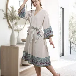 lacylook Blue Free Size Bath Robe image 5