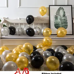 tndecorly Solid HD Metallic balloons (51 Pcs) Balloons with Ribbon Balloon-picture-38