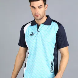 pace international Men Colorblock Polo Neck Polyester Dark Blue, Blue T-Shirt-picture-18