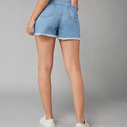 dolce crudo Solid Women Denim Blue Denim Shorts image 2