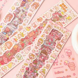 posh store 15 cm Decorative Cartoon Theme Kawaii Stickers -20 PET Sheets Washi Stickers for Kids Self Adhesive Sticker-picture-18
