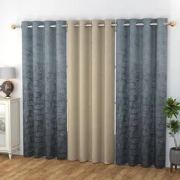 kiara creations 213 cm (7 ft) Door Velvet Room Darkening Curtain (Pack Of 3)-picture-17