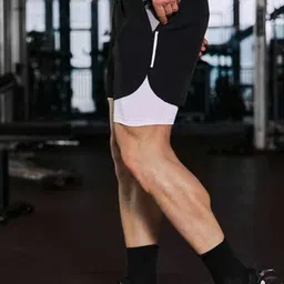 culish Color Block Men Black Sports Shorts, Gym Shorts image 4