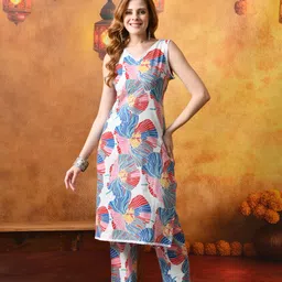 Women Cotton Blend Kurta Pant Set-image-11