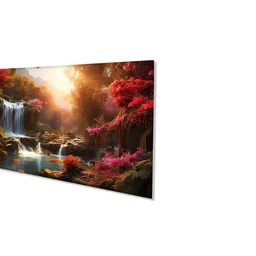 nestroots Canvas Framed Enchanted Forest Waterfall Pink Serenity Wall Painting(24X48 Inch) image 4