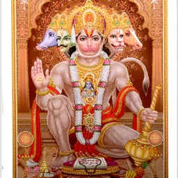 anagha Panchmukhi Hanuman Ji UV Golden Glitter Poster | Orange Background Devotional Wall Art | Frameable Religious Poster for Home, Temple & Office Decor Paper Print-picture-15