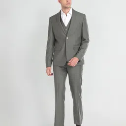 arrow Men Solid Wool Three Piece Suit Solid Suit image 3