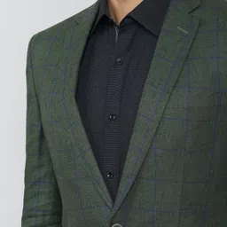 peter england Men Checkered Single Breasted Formal Blazer image 4