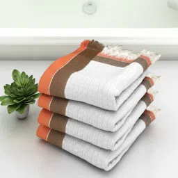 White Waffle Border 210 GSM 100% Cotton Bath Towel (Set of 4) by Athom Living image 1