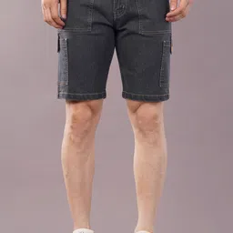 nivasu Solid Men Denim Grey Denim Shorts image 1