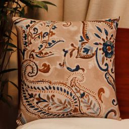 Beige Traditional Poly Canvas 16 x 16 Inches Cushion Cover by Zeba-picture-7