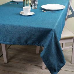 the conversion Premium (90x50) Aqua Blue Jute Table Cloth-picture-14
