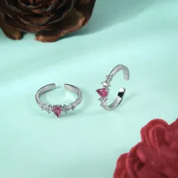 Crimson Teardrop Sparkle 92.5 Silver Toe Ring Sterling Silver Zircon Sterling Silver Plated Toe Ring Set-image-59