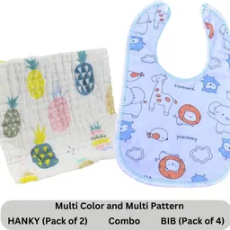 wooattire Baby Multi Color and Multi Pattern Hankies (Pack Of 2) and Bibs (Pack Of 4)-picture-23