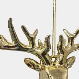 eikaebana flower shop (2 Pcs) Golden Reindeer Face Hanging, Xmas Tree Hangings Ornaments Hanging Ornaments Pack of 2 image 2