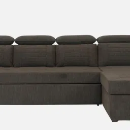 casacraft from pepperfry Galleria Fabric LHS Pull-Out Sofa Cum Bed in Chestnut Brown Colour with Storage image 5