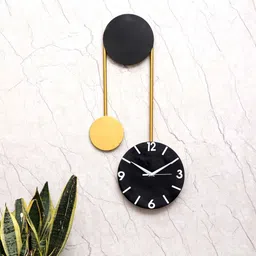 amaya decors Black & Gold U Shape Wall Clock image 1