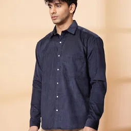 rigo Men Oversized Fit Self Design Cut Away Collar Casual Shirt image 5